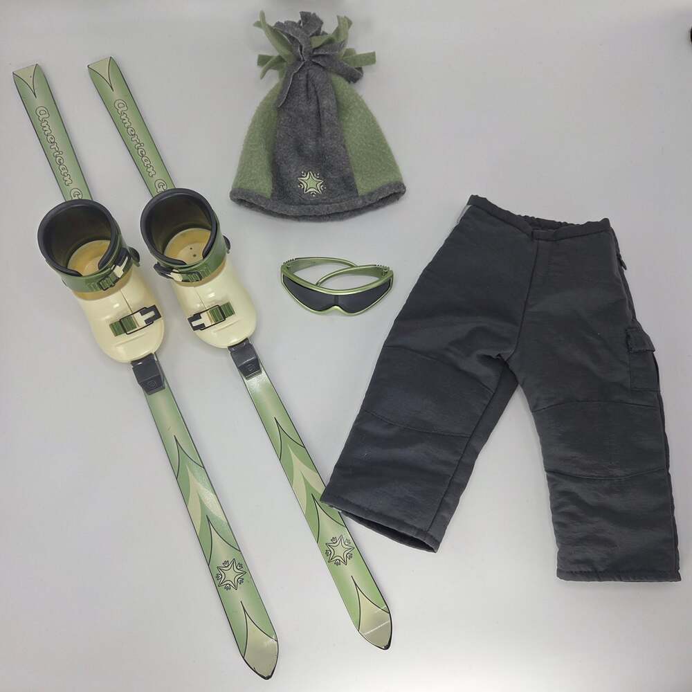 American Girl Downhill Ski Outfit Not Complete - Pants Shoes Hat Glasses Skis